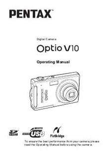 Pentax Optio V10 manual. Camera Instructions.